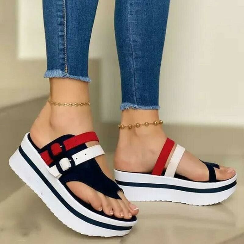 platform color block sandals