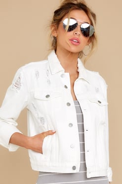 white distressed jean jacket