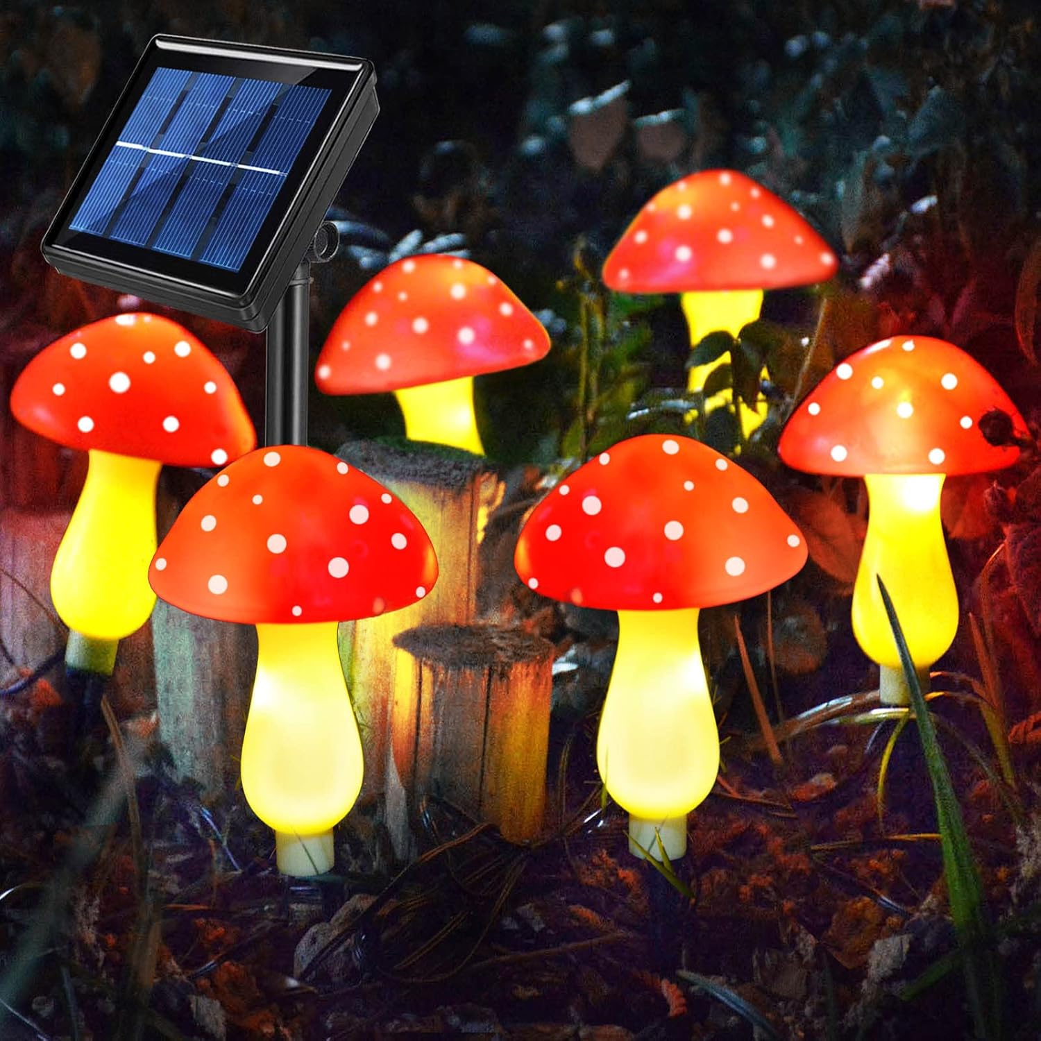 Waterproof Solar Mushroom Lights Outdoor Decor, 8 Modes for Garden Pathway Landscape Yard