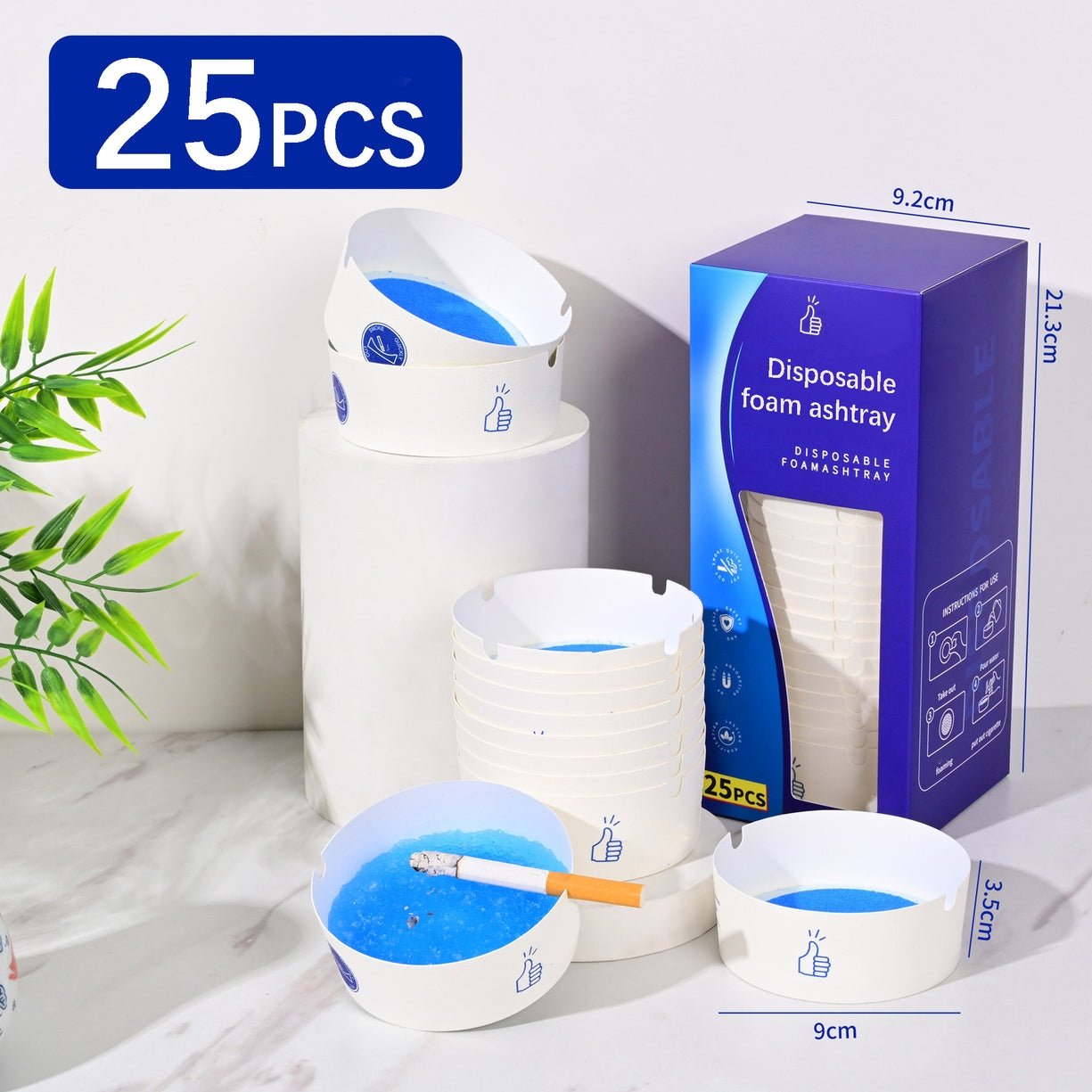 25 Pcs Portable Disposable Thickened Smokeless Ashtrays Foam Paper Ashtrays