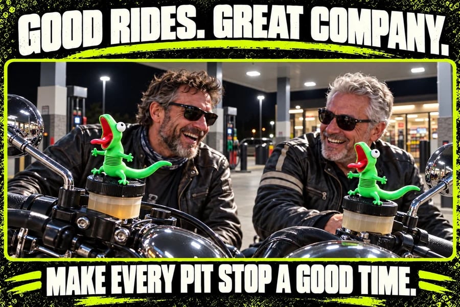 Character decoration at a motorcycle meetup