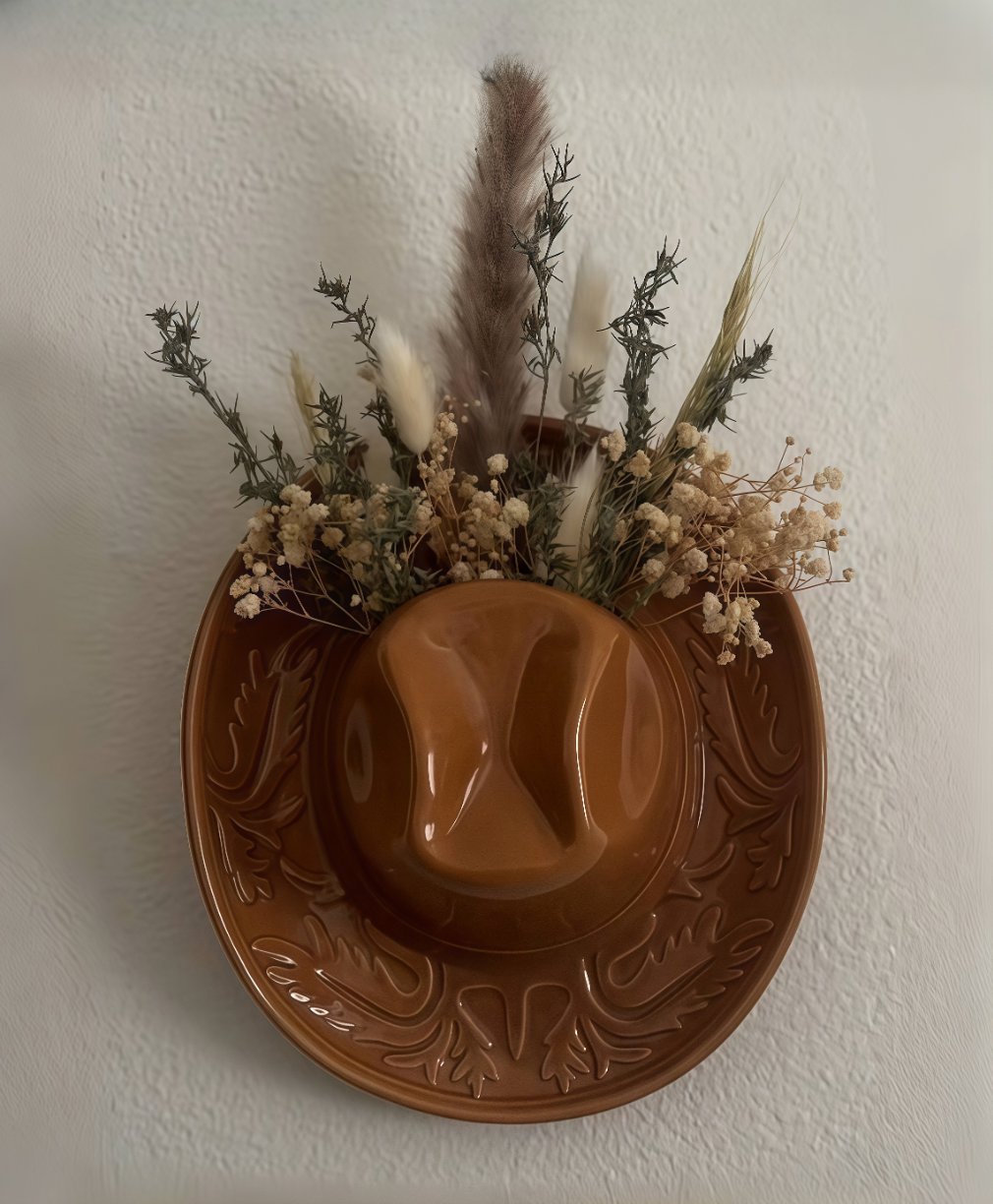 🔥Ceramic Cowgirl Hat Hanging Vase - Decorative Ornament for Home