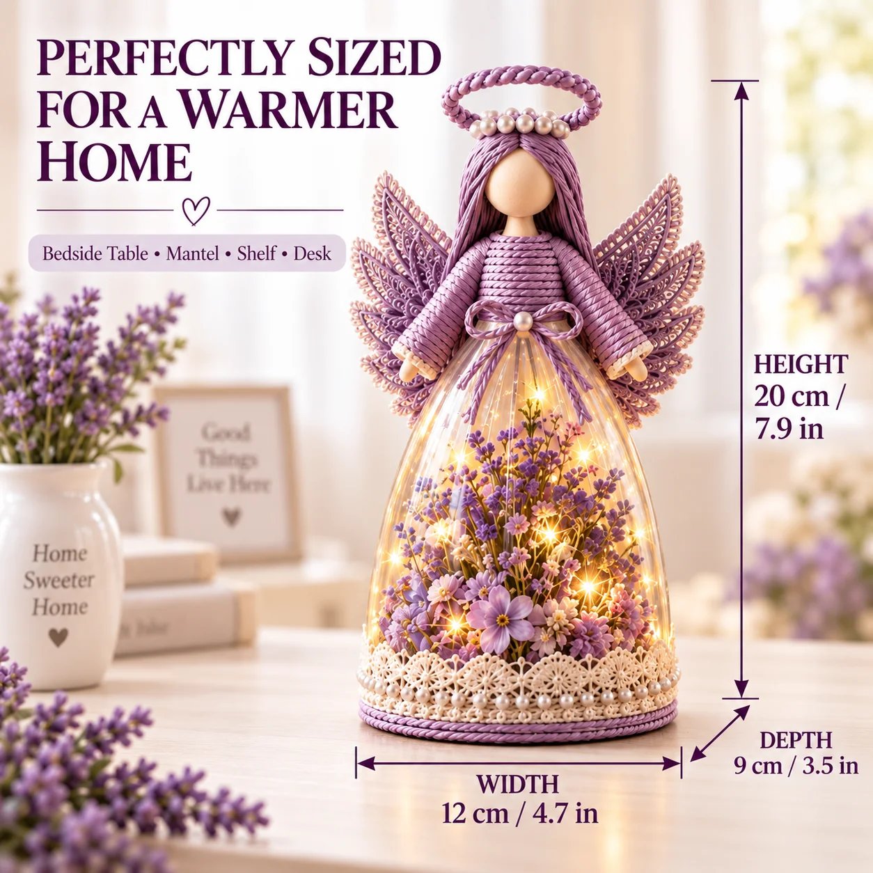 Dimensions of Blooming Guardian Angel Light