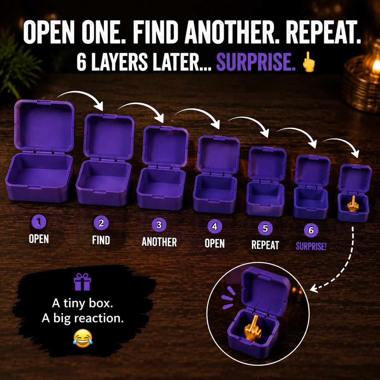 Dimensions of compact multi layer prank surprise gift box
