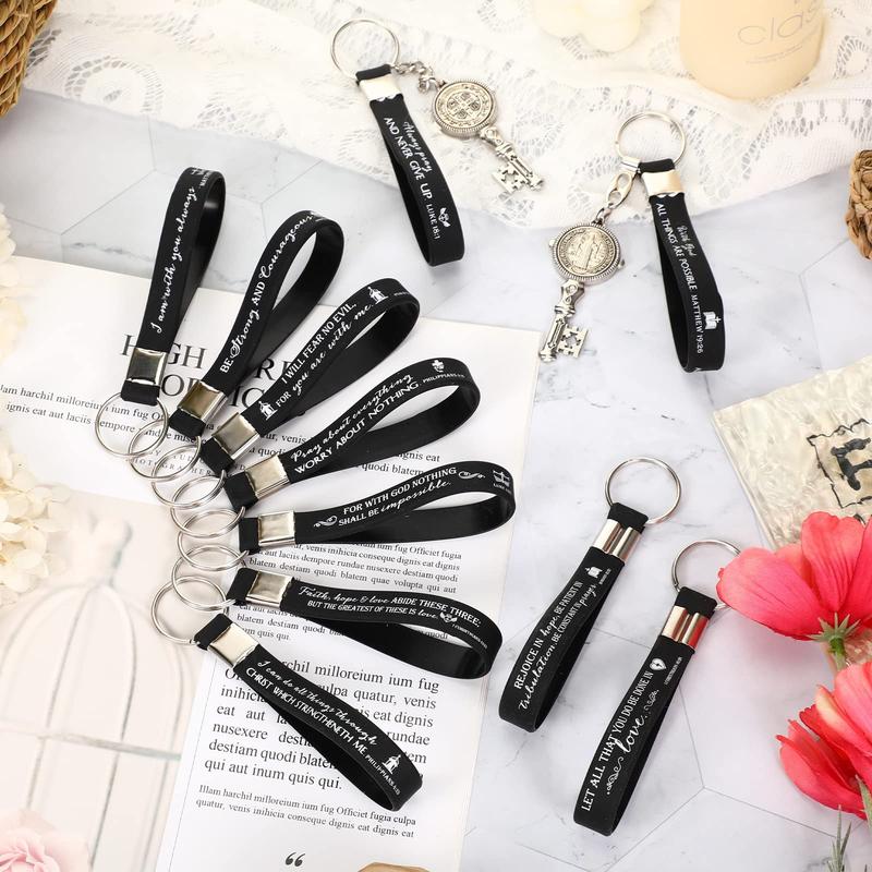 24/36/100Pcs Bible Verse Keychain Christian Trendy Keychain Wristlet for Men and Women Religious Party Gift Inspirational Christian Gifts for Students Teacher Back to School Gift Religious Baptism Gift