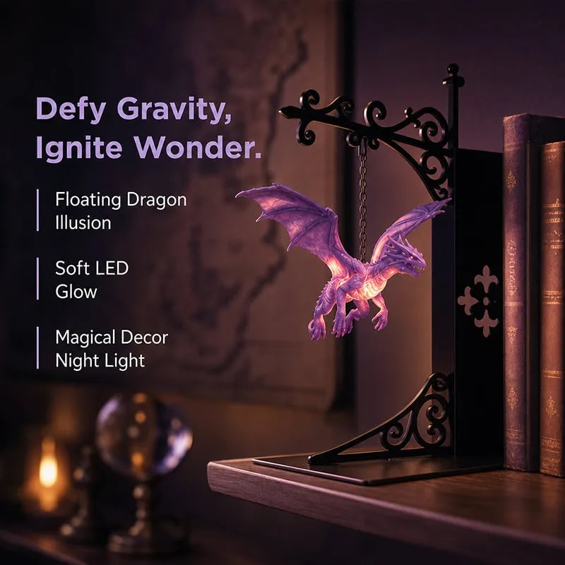 Dragon bookshelf ornament lamp for reading nook decor