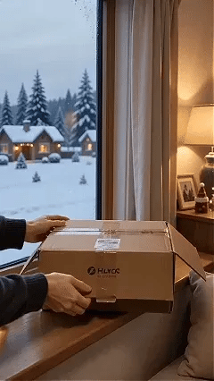 Animated view of the festive suction cup window light