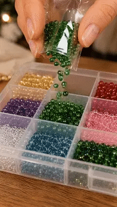 DIY beaded Christmas tree crafting process