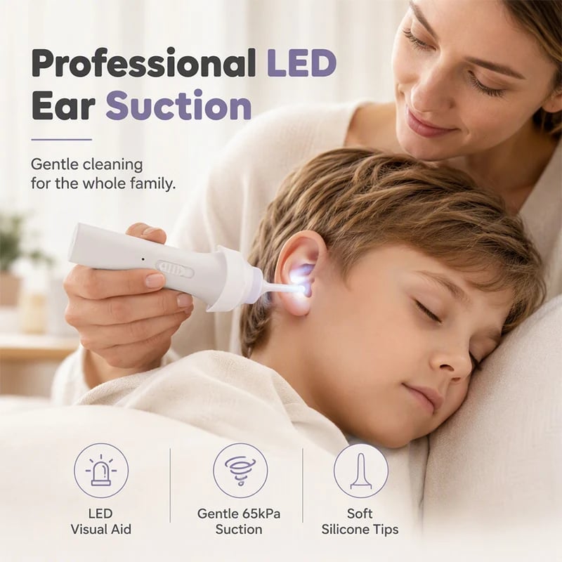 LED ear suction cleaner with silicone tips