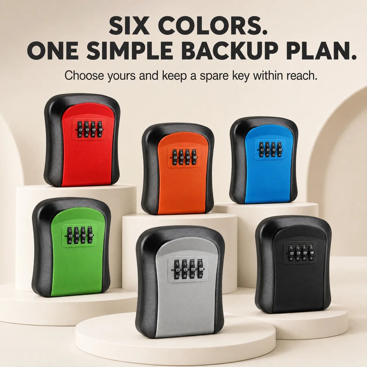 Six color options for wall mounted key lock box