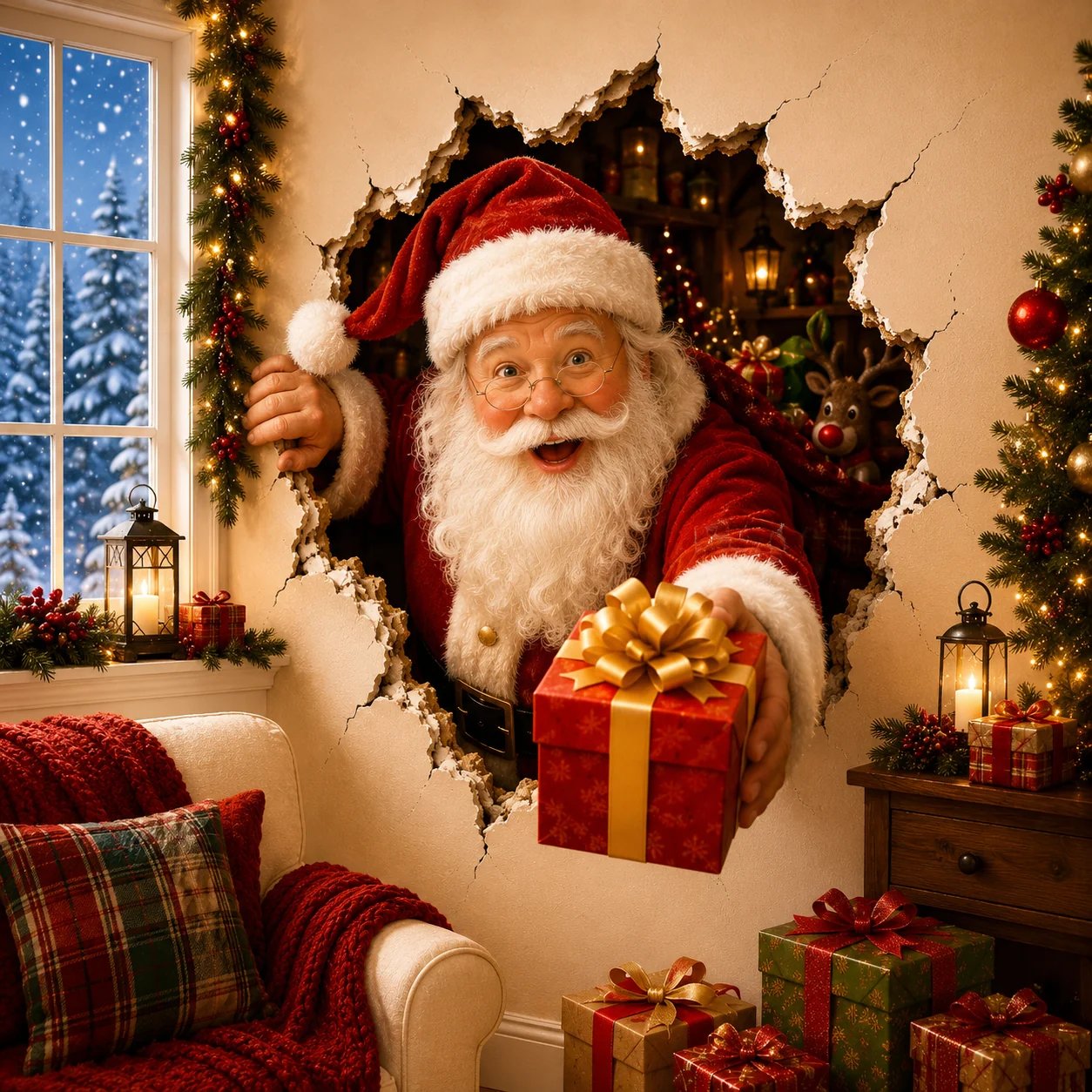 Christmas Break-Through Wall Decal – 8 Designs product overview