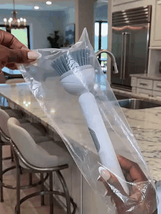 6-in-1 dish brush with detergent dispenser demo
