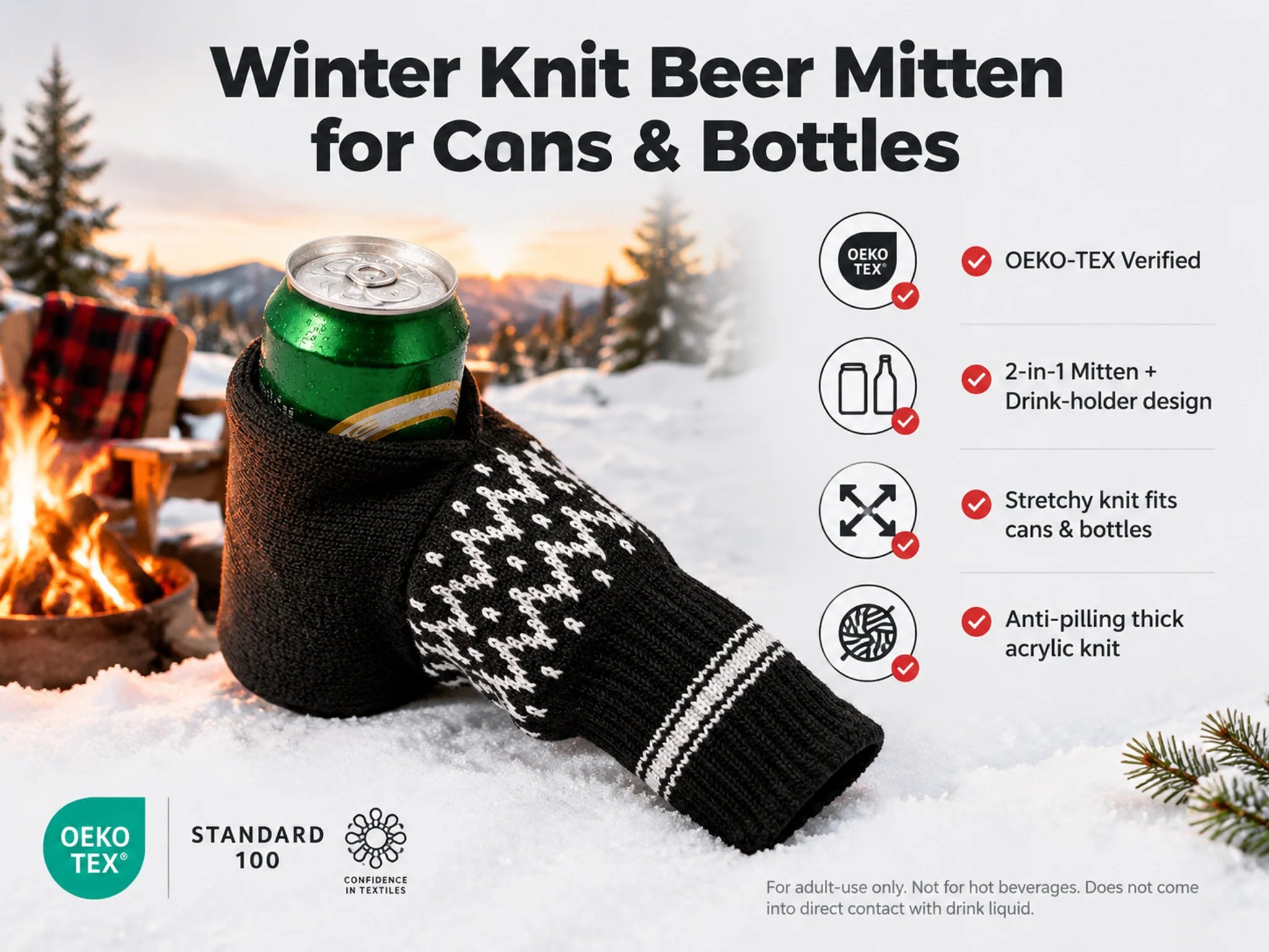 Beer mitten gift idea and knitted drink holder
