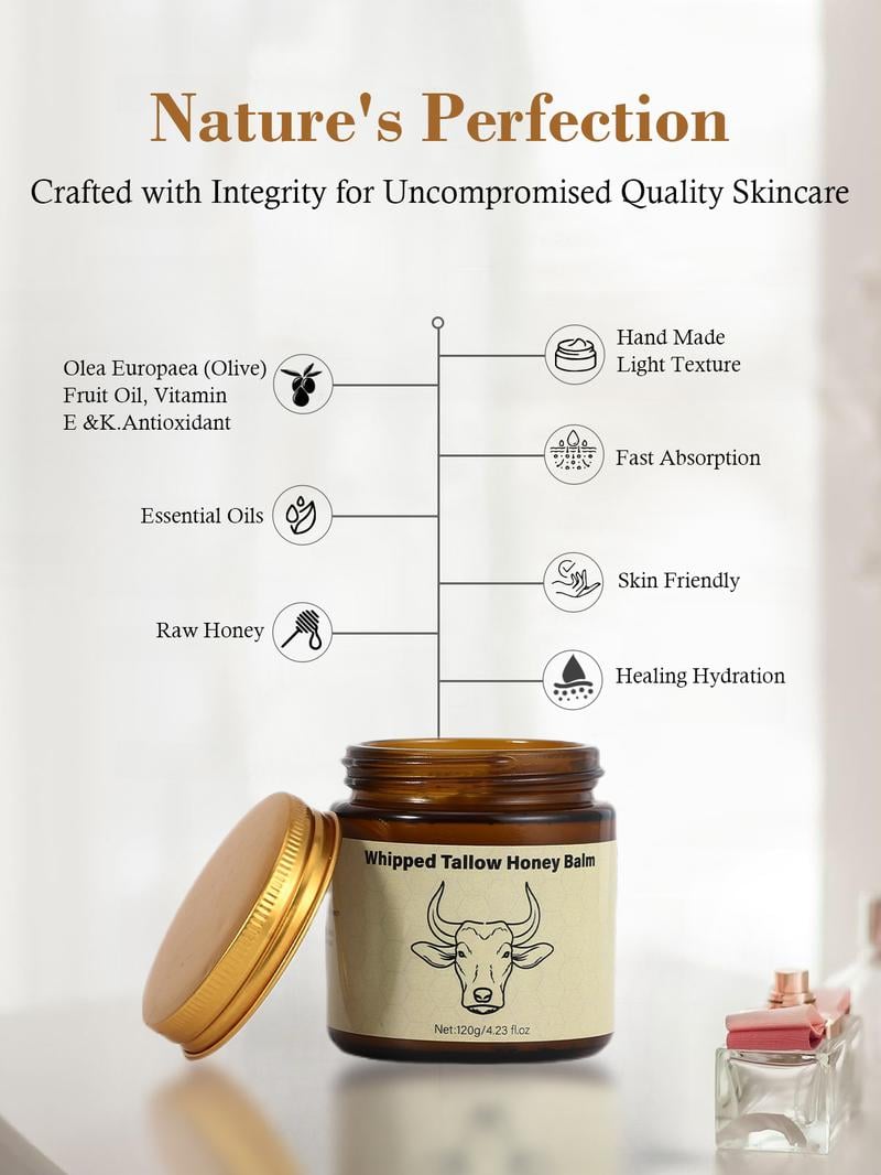 Whipped Grass-Fed Beef Tallow Honey Balm