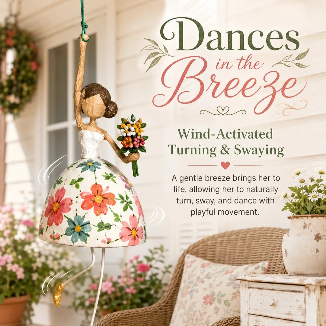 Wind activated hanging lady ornament