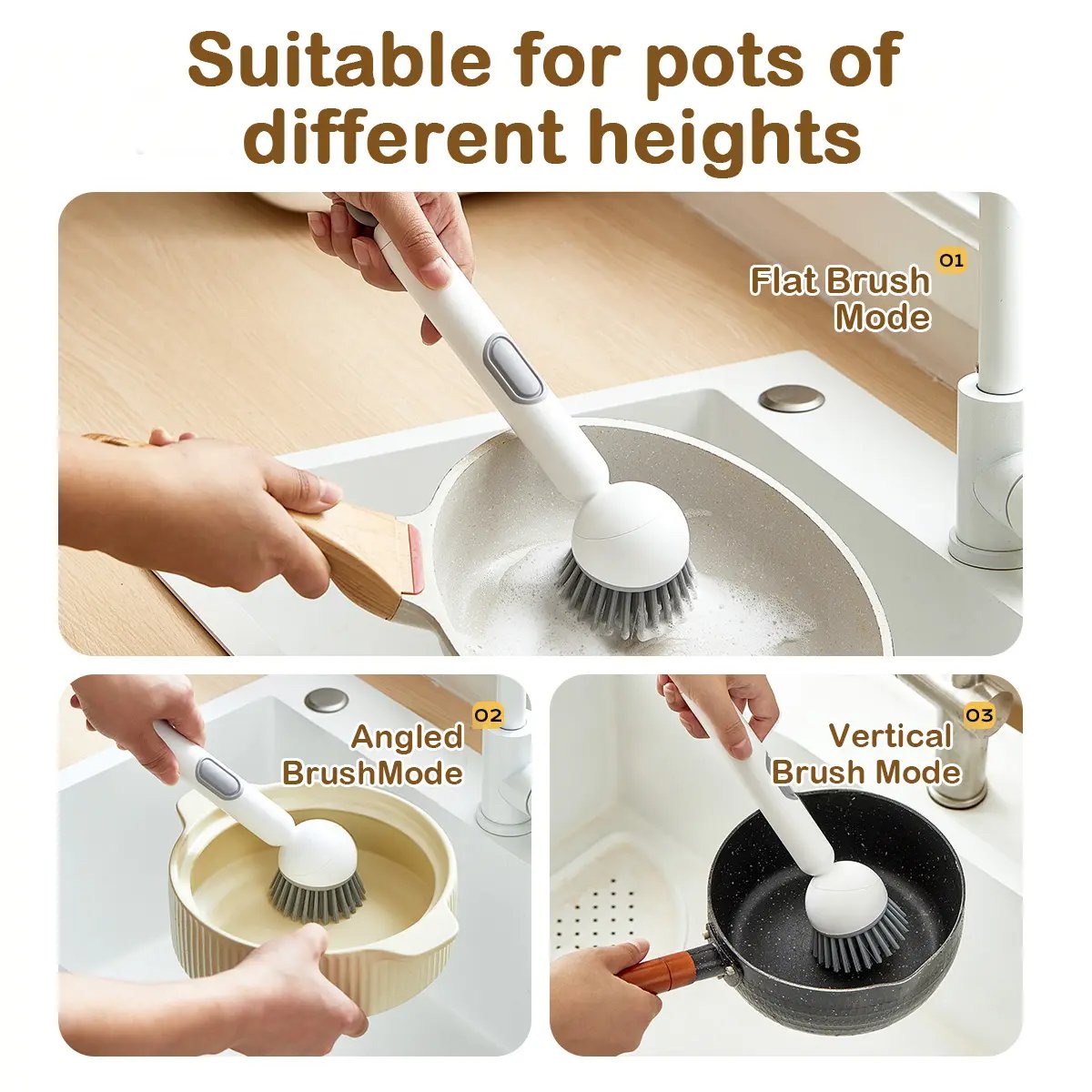 6 adjustable positions dish brush
