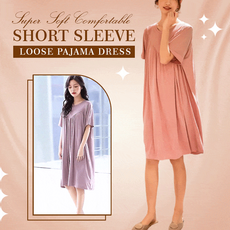 🎁Summer Hot Sale🎁 Super Soft Comfortable Short Sleeve Loose Pajama Dress
