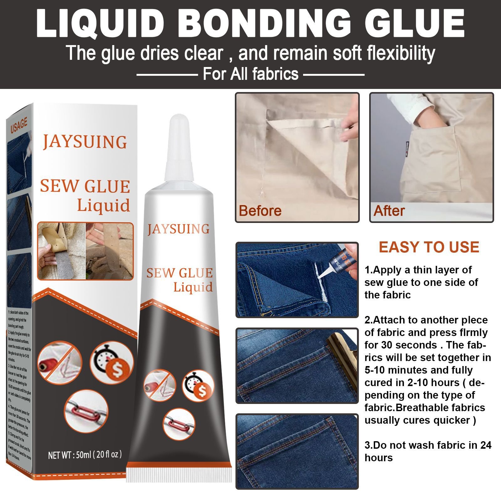 CLOTH REPAIR SEW GLUE 🎁 Buy 3 Free 2 & Free Shipping