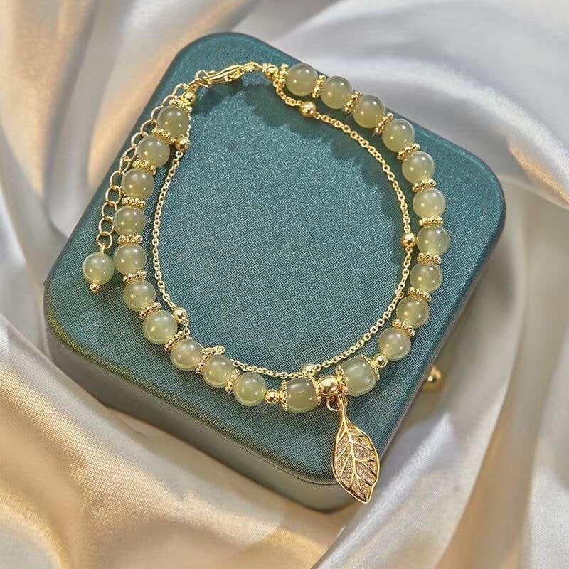 🔥Last Day BUY 1 GET 1 FREE 💞Lucky Wada Jade gold leaf bracelet