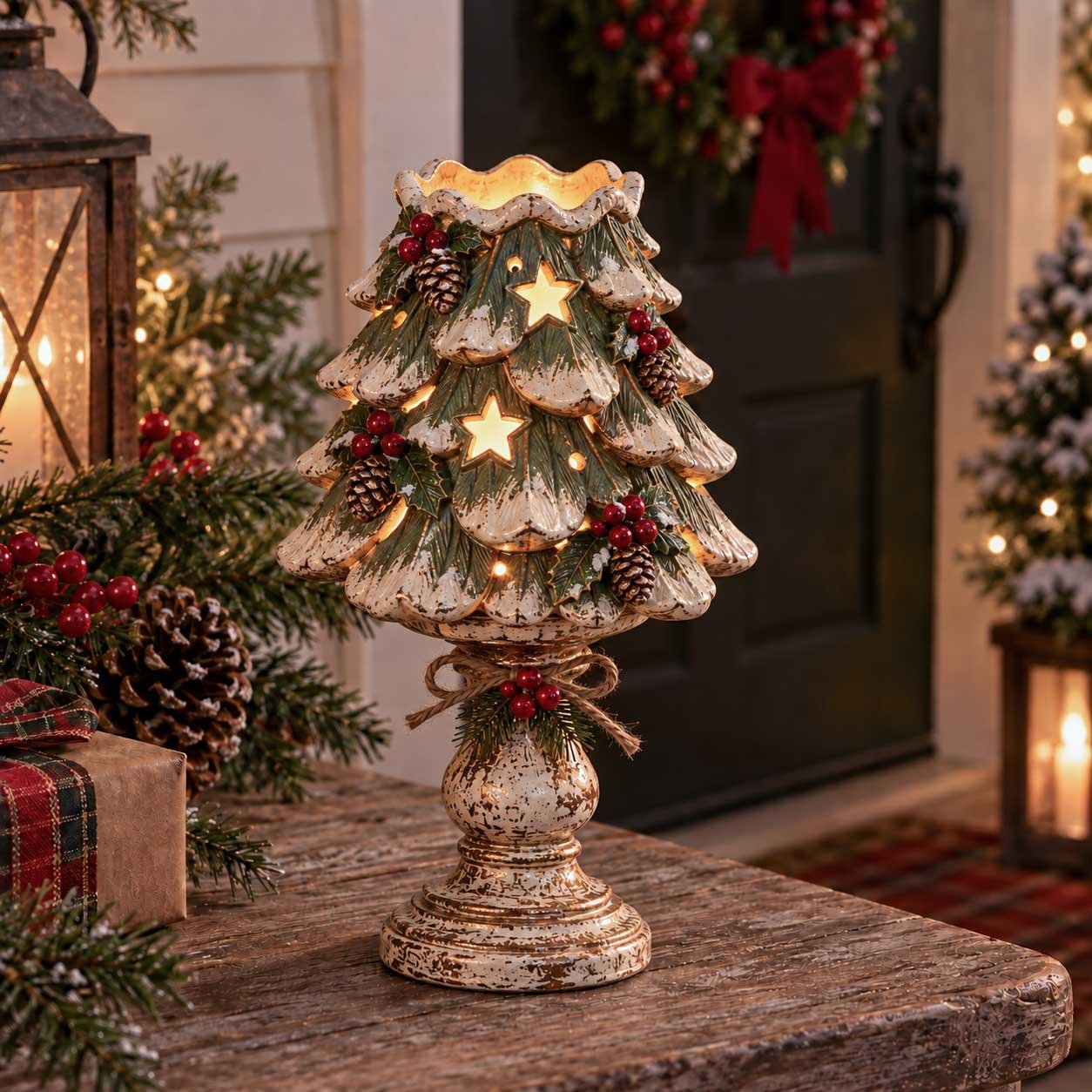 Vintage Christmas candle holder detail