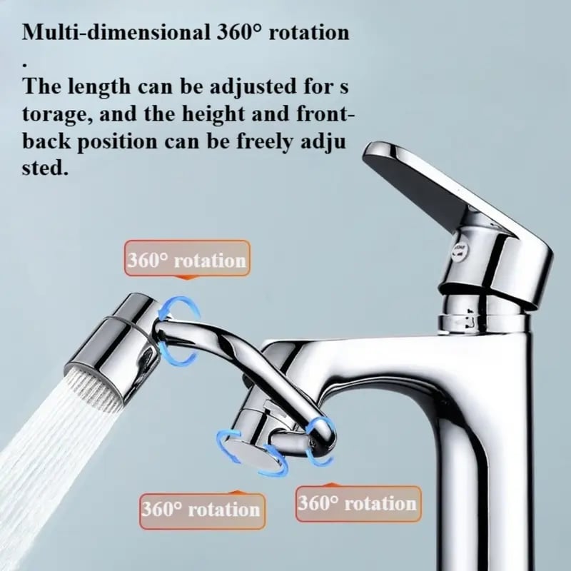 Product Introduction of 1440° Rotatable Faucet Aerator Extension for Toddlers, Dual Sprayer Mode Bathroom & Kitchen Faucet Attachment, Tap Head Replacement for Smart Face Washing 5