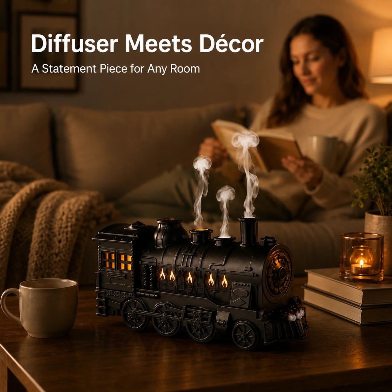 Detailed molded wheels and body panels of train diffuser