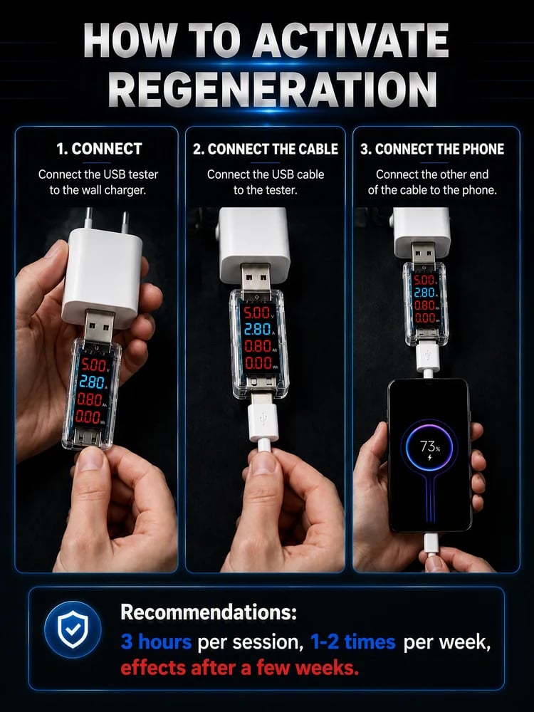 Palm-sized USB battery maintenance device