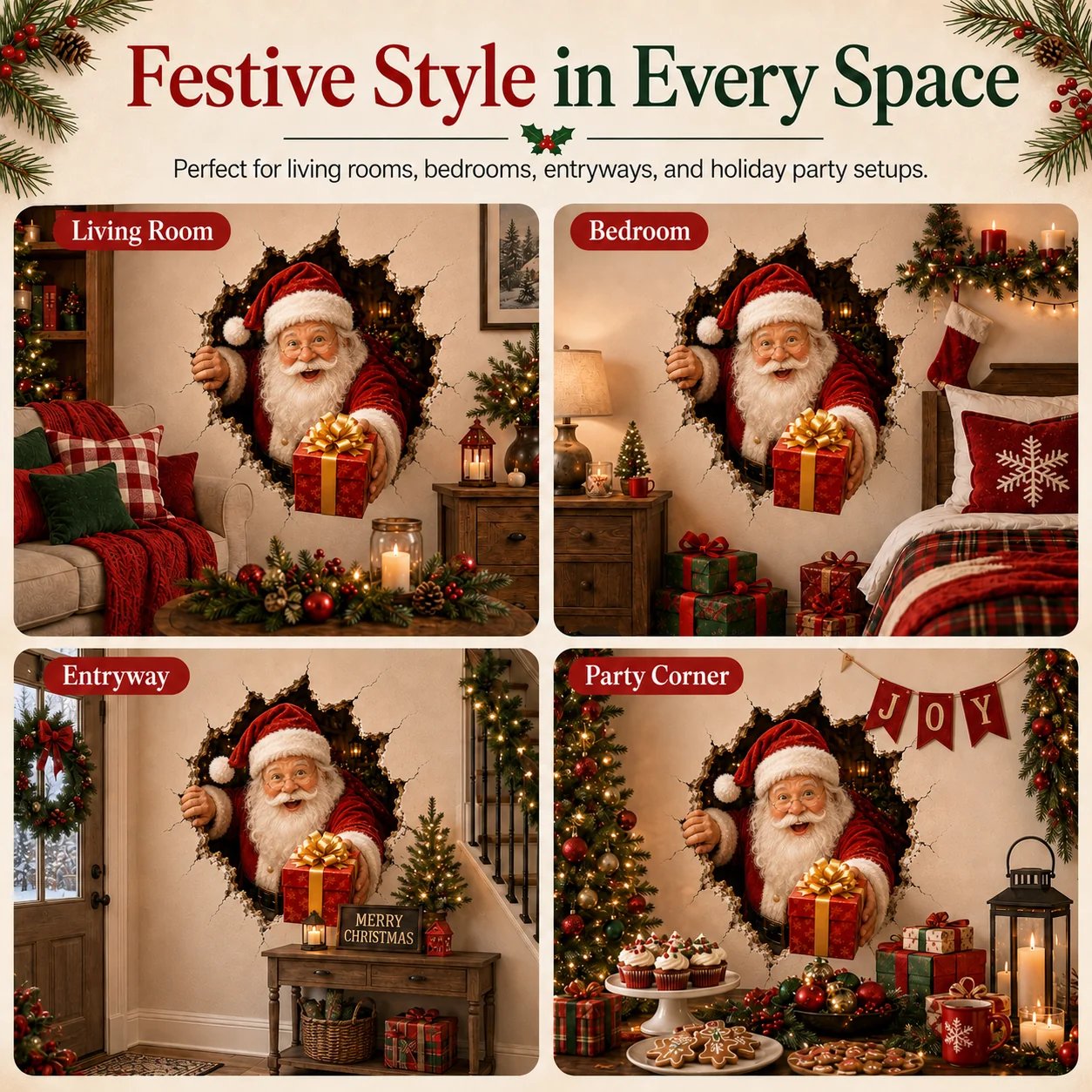 Christmas Break-Through Wall Decal – 8 Designs detail