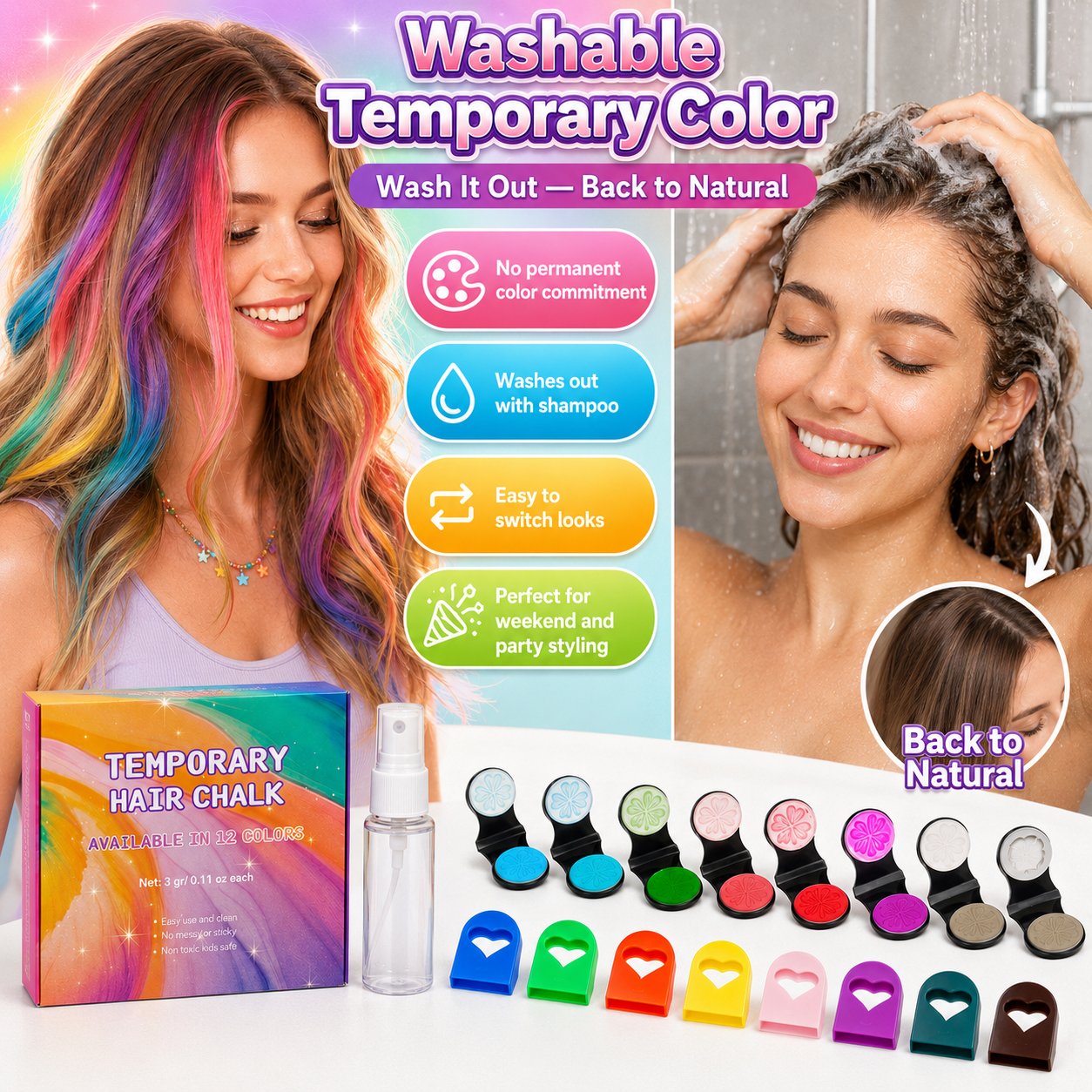 Washable temporary hair chalk color Washable temporary hair chalk color