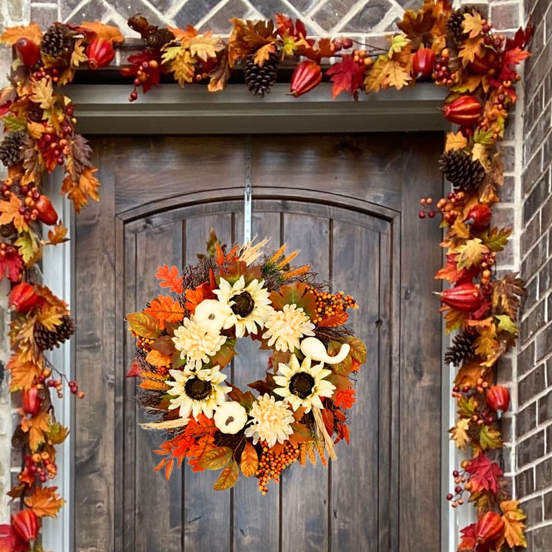 White pumpkin autumn wreath