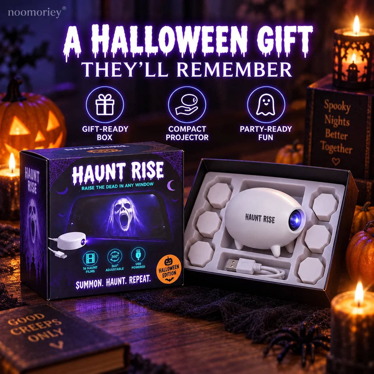 Halloween haunted window scene