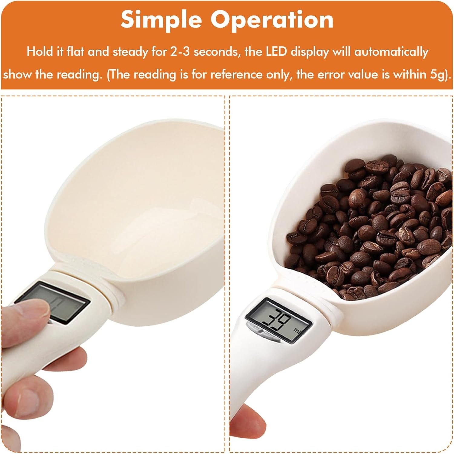 Portable handheld digital food scale scoop