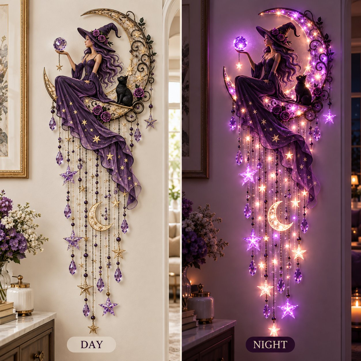 Day and night appearance of witch moon light