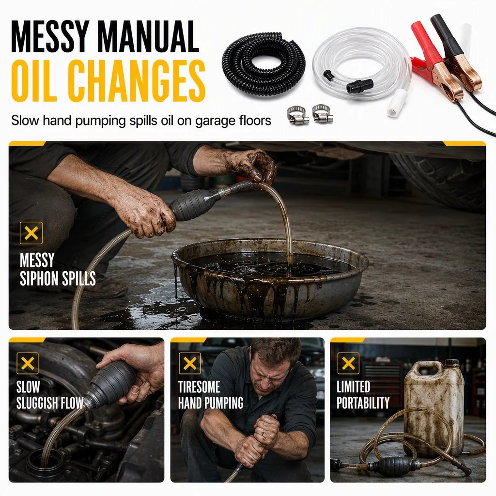 Electric oil pump compared with manual siphoning
