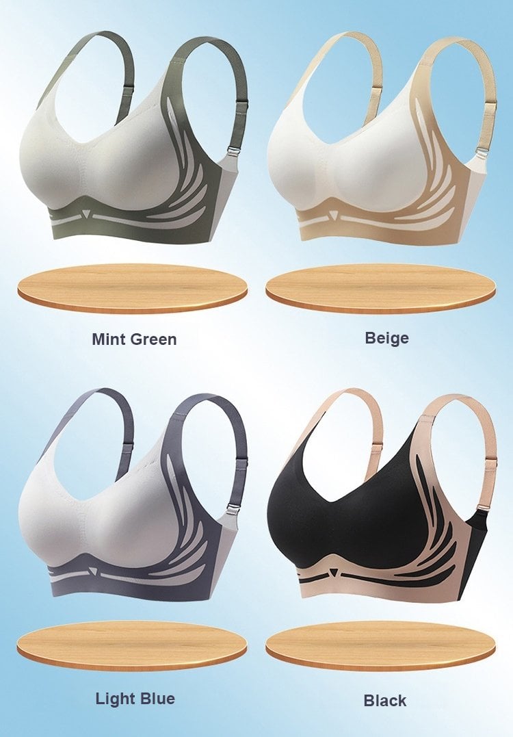 Recentof Bra,Women's Ribbed Push Up Adjustable Wireless Super Firming