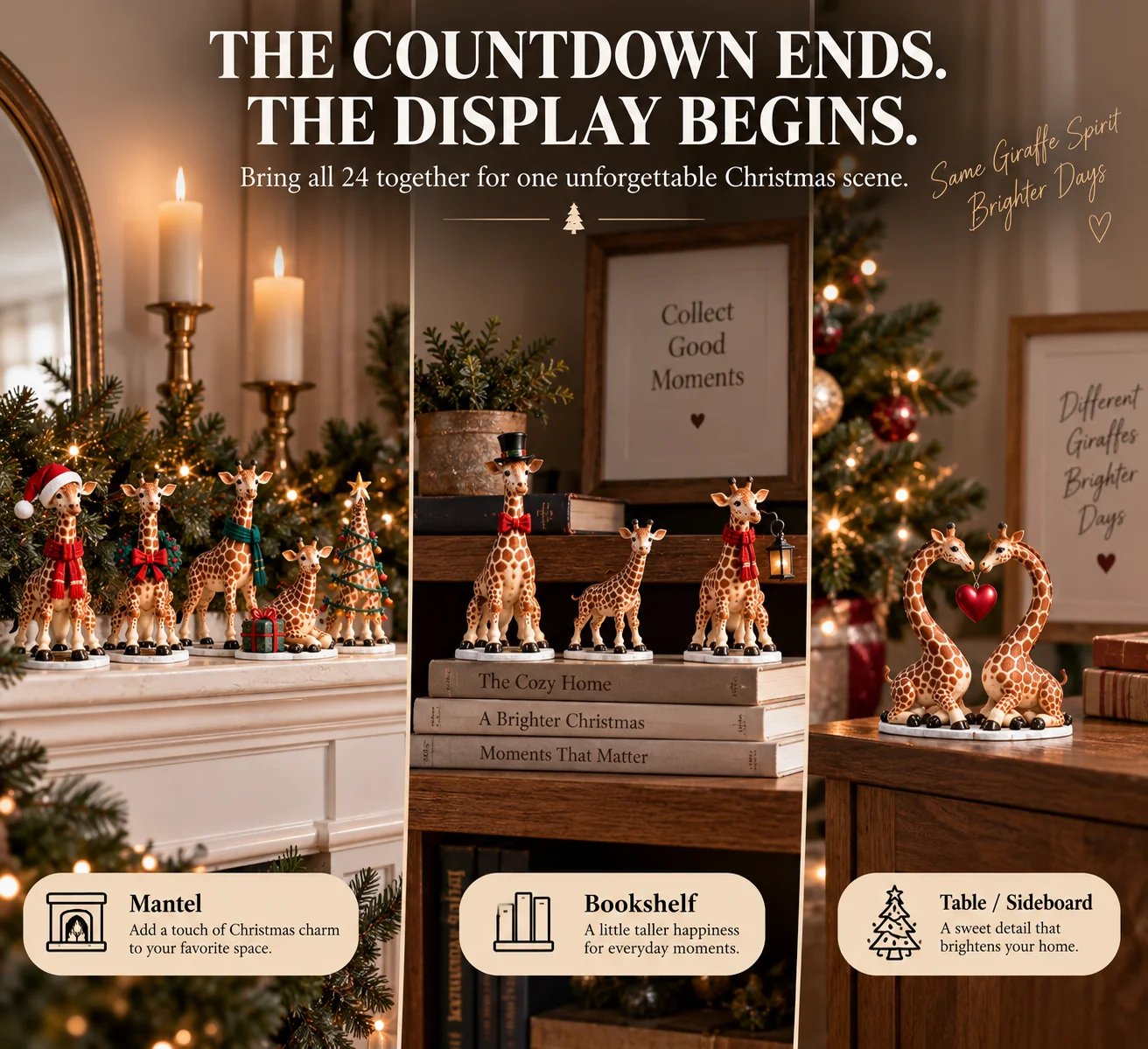 Giraffe Christmas collection displayed around the home