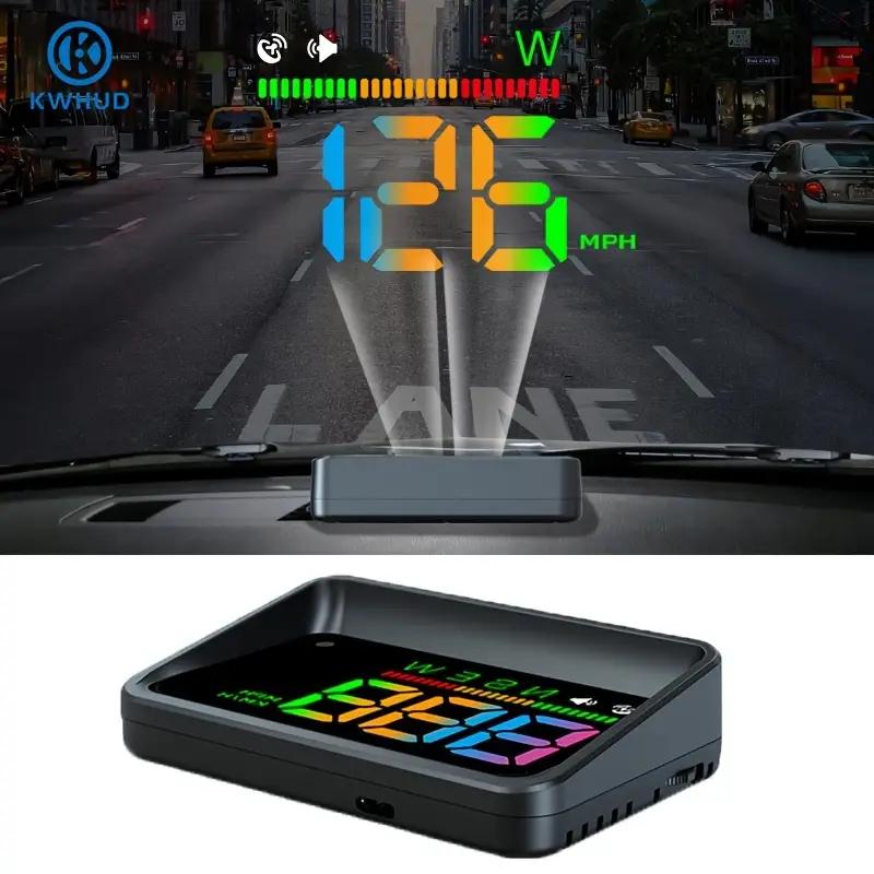 KUOWEIHUD Car HUD Head-up Display Universal Fit for All Models Digital Speedometer MPH LED Ambient Lighting Speed Alert ABS+PC Material 99.5*65*20 mm