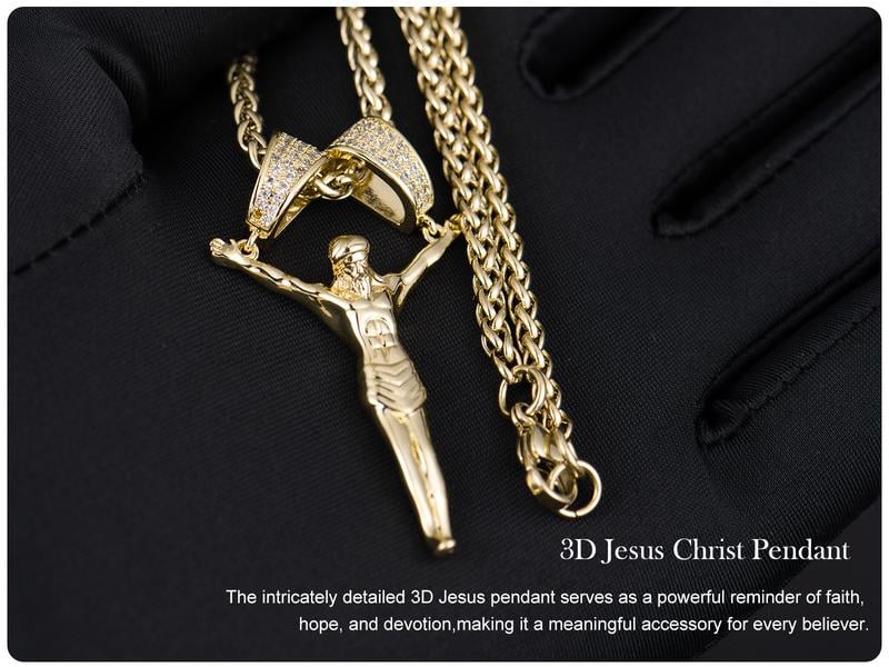 Holylegend 14K Real Gold-Plated Jesus Christ Pendant Necklace for Men and Women, 3D Christ Charm with Diamond Double-Lock Clasps, 24 inches Chain, Religious Gold Plated Jewelry Gift for Fashion Lovers Holylegend 14K Real Gold-Plated Jesus Christ Pendant Necklace for Men and Women, 3D Christ Charm with Diamond Double-Lock Clasps, 24 inches Chain, Religious Gold Plated Jewelry Gift for Fashion Lovers