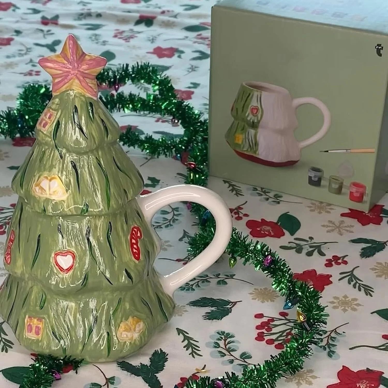 🎄DIY Ceramic Christmas Mug with Painting Kit🎄  - 300 ml