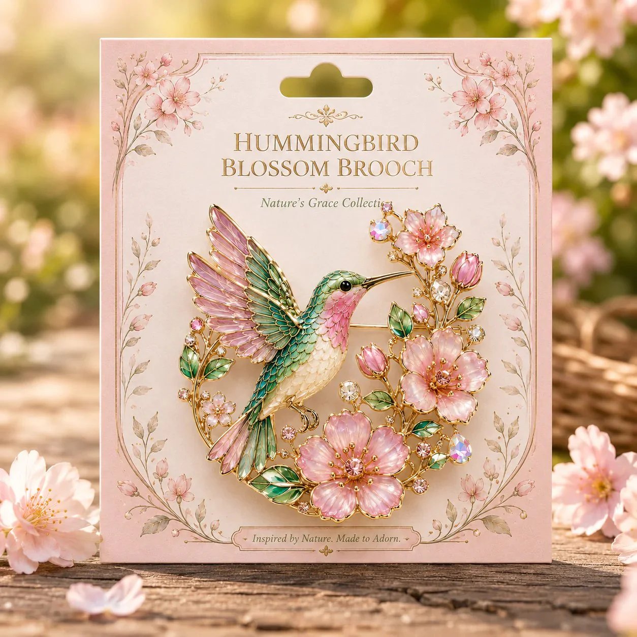 Hummingbird blossom brooch symbolism