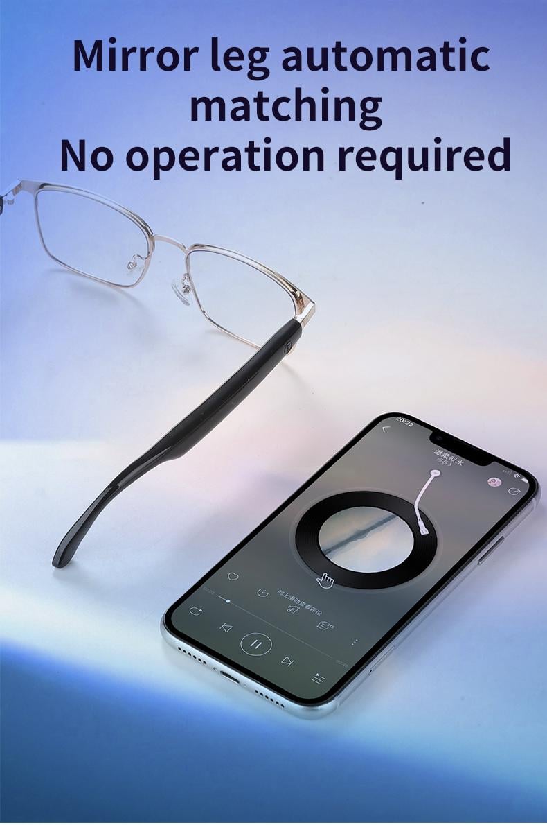 Product Introduction of Bluetooth audio smart glasses with photochromic lenses that darken in sunlight, metal frame, surround sound and microphone 23