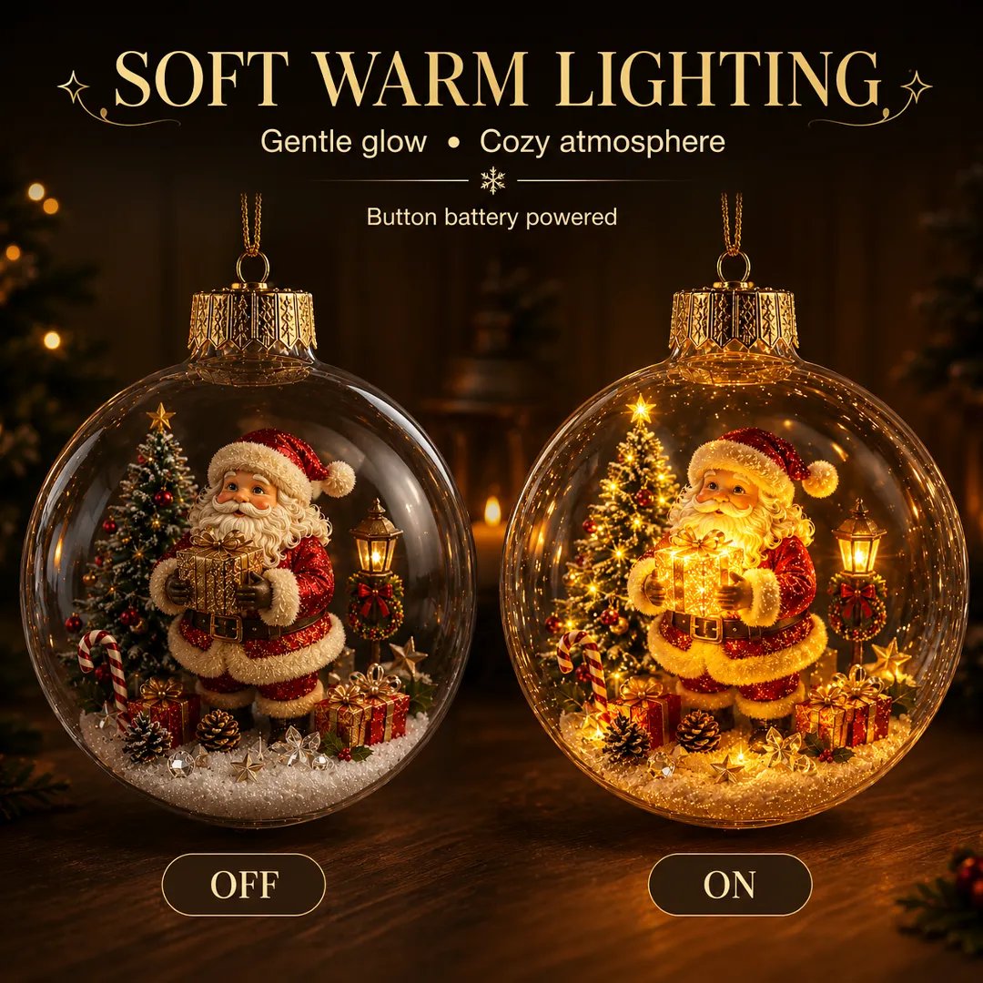 Warm light inside Christmas ornament