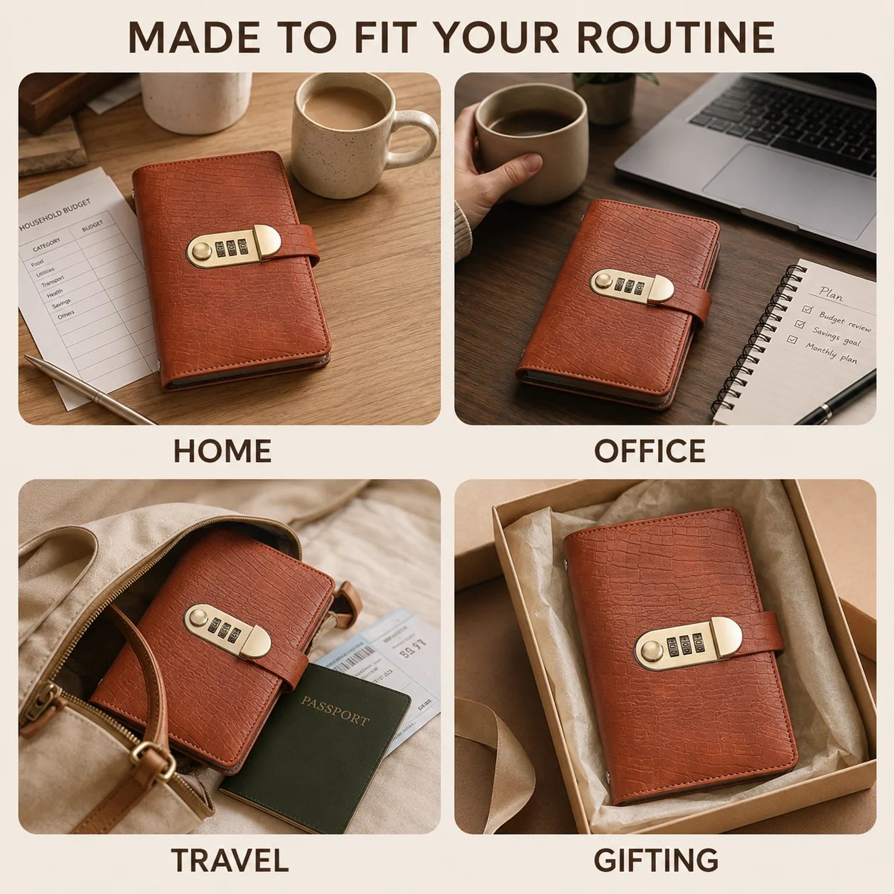 Portable A6 savings notebook for home office travel and gifting