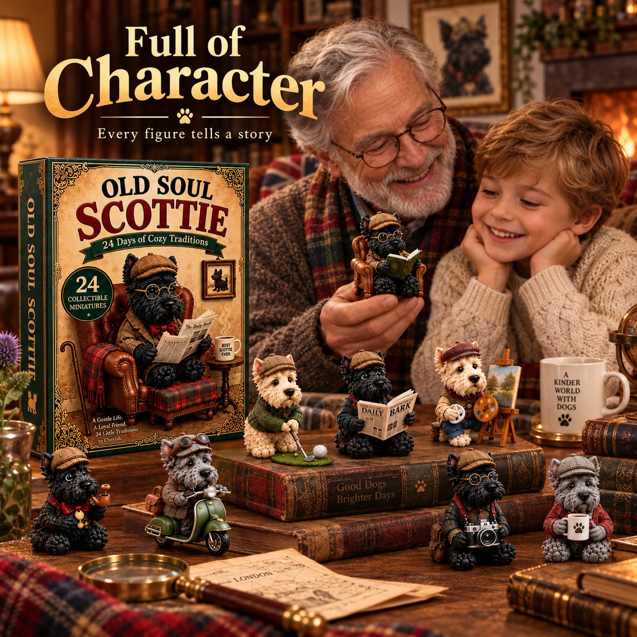 Scottish Terrier miniature holiday scenes