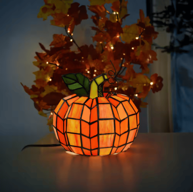 🎃Orange Indoor Patch the Pumpkin Stained Glass Accent Lamp