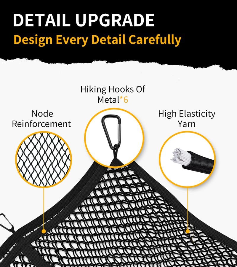 Product Introduction of Highly Elastic Cargo Net, Simple Truck Bed Cargo Mesh Organizer, Ideal for ATV, SUV, UTV, Truck and Boat Use - OYAGU 6 Product Introduction of Highly Elastic Cargo Net, Simple Truck Bed Cargo Mesh Organizer, Ideal for ATV, SUV, UTV, Truck and Boat Use - OYAGU 6