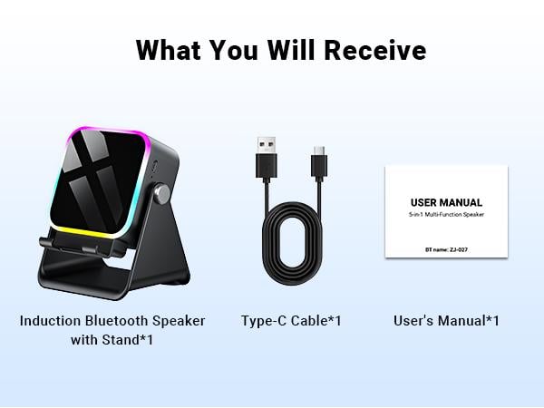 Wireless Induction Audio Speaker Stand, 5in1 Cellphone Holder, 3500mAh Rechargeable Emergency Power Bank,360° Adjustable Mobile Tablet Stand with Colorful Ambient Light Gifts for Men Women Wireless Induction Audio Speaker Stand, 5in1 Cellphone Holder, 3500mAh Rechargeable Emergency Power Bank,360° Adjustable Mobile Tablet Stand with Colorful Ambient Light Gifts for Men Women