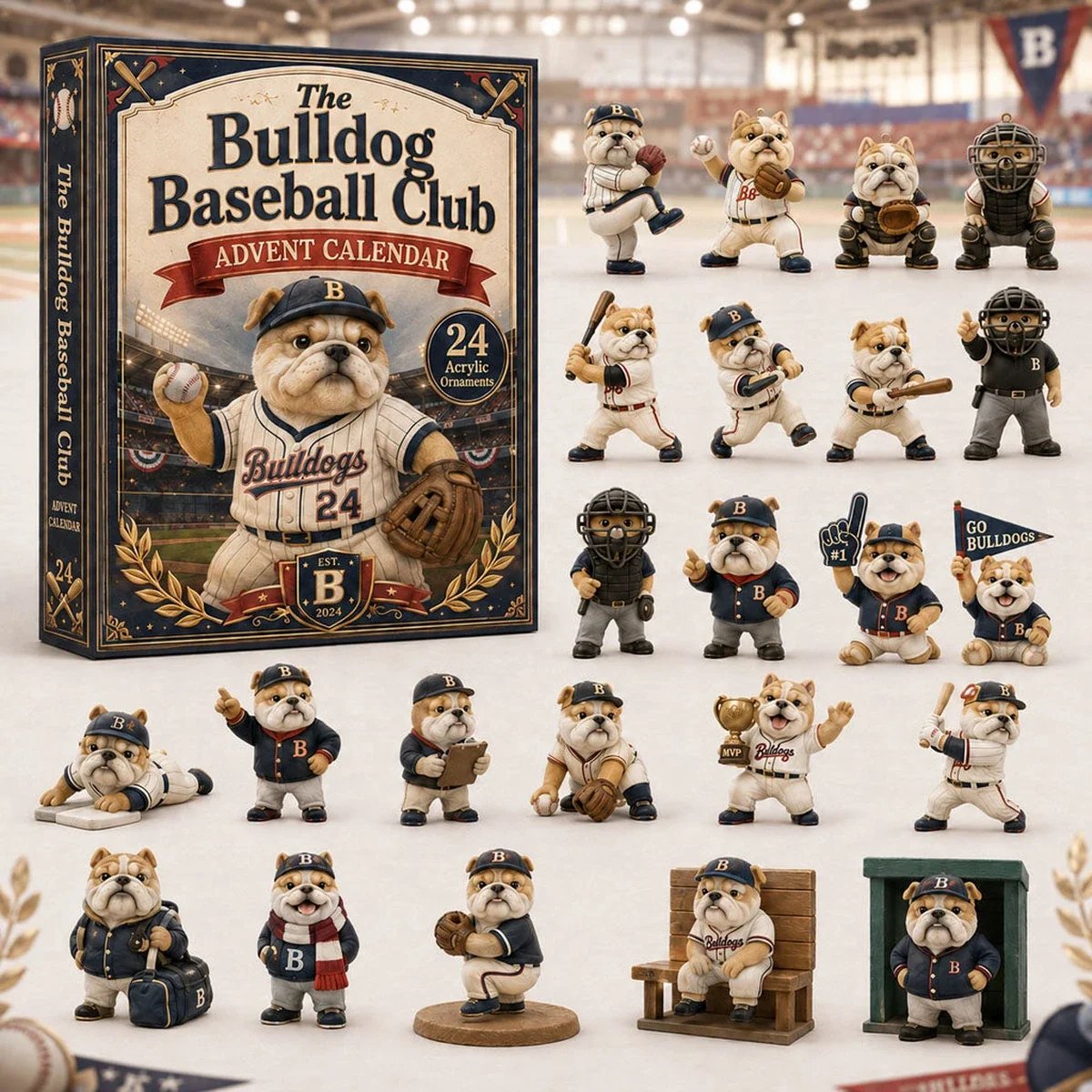 24 baseball Bulldog ornaments