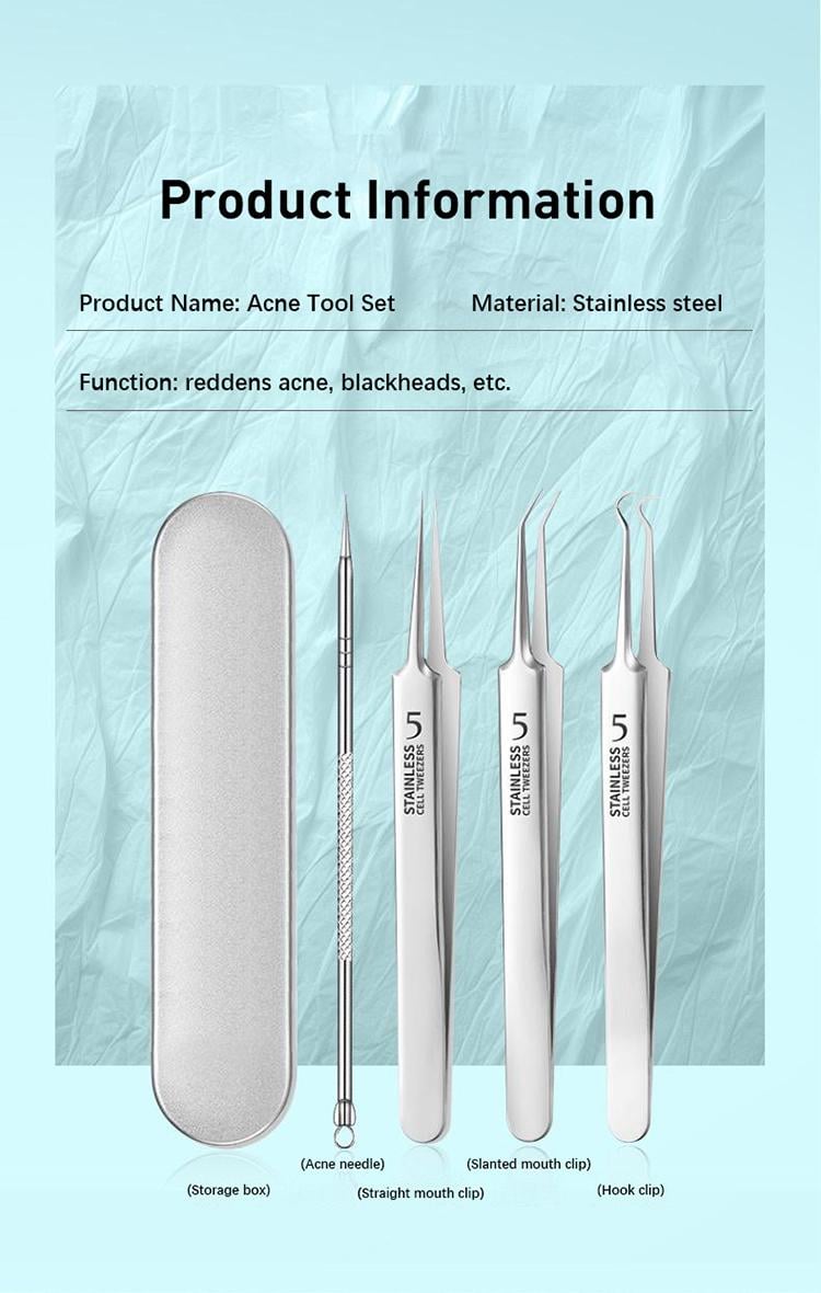 Product Introduction of Blackhead Remover Tools, 15 PCS Pimple Popper Tool Kit, Acne Blackhead Tools for Blemish, 410 Premium Professional Stainless Acne Pimple Extractor Tool with Metal Box 21 Product Introduction of Blackhead Remover Tools, 15 PCS Pimple Popper Tool Kit, Acne Blackhead Tools for Blemish, 410 Premium Professional Stainless Acne Pimple Extractor Tool with Metal Box 21