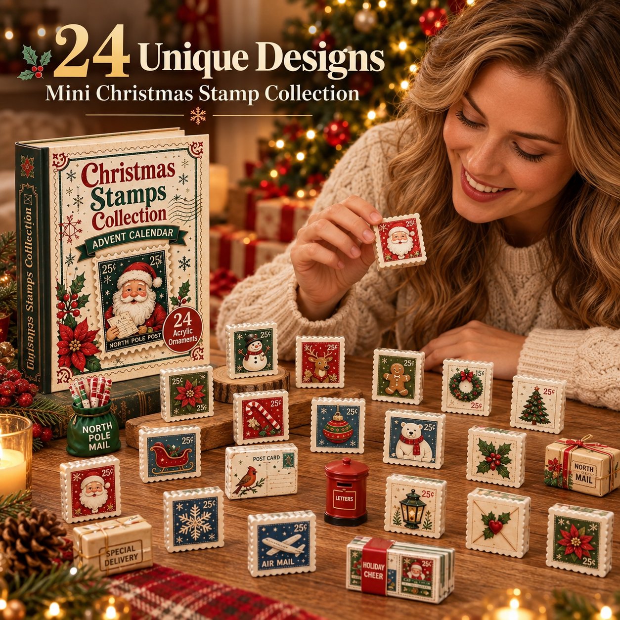 24 acrylic Christmas stamp ornaments